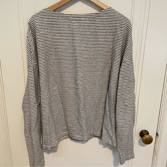All Saints Adelise Black and White Striped Cotton Long Sleeve Top - Picture 6 of 7